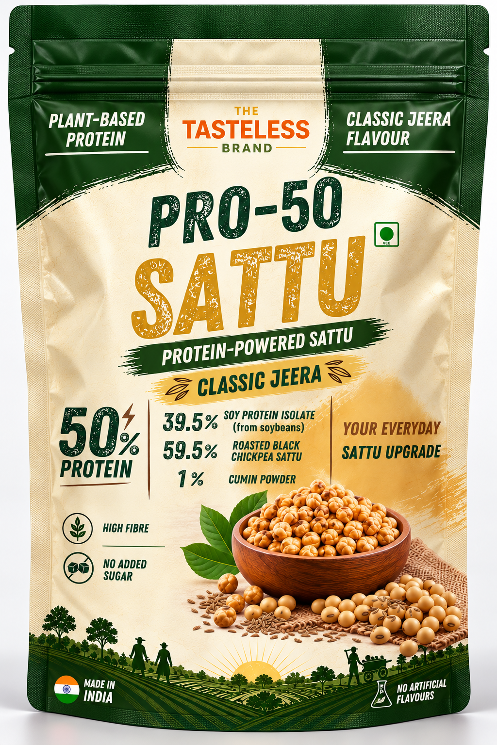 PRO-50 SATTU | 50% COMPLETE PROTEIN AND HIGH FIBRE