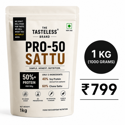 PRO-50 Sattu high protein roasted chana sattu by The Tasteless Brand