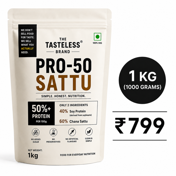 PRO-50 Sattu high protein roasted chana sattu by The Tasteless Brand